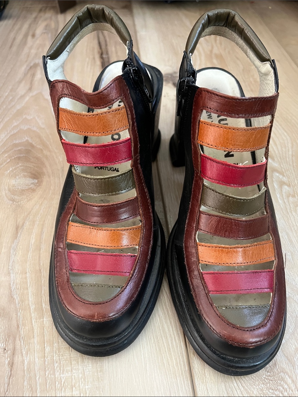 Giraudon Leather Platform Shoes Multi Color Size 35 US Size 5